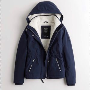 Hollister Sherpa lined jacket navy blue